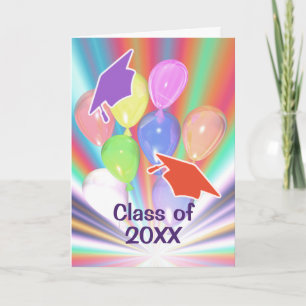 Graduation Congratulations Caps and Balloons Card