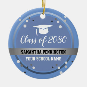 Graduation Congratulations Confetti blue Ceramic Ornament