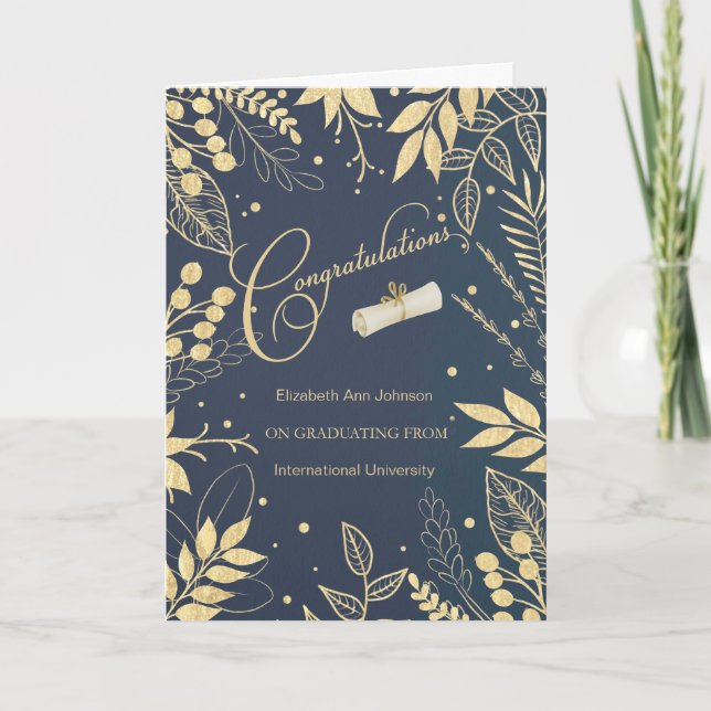 Graduation Congratulations Custom Name and School Card (Front)