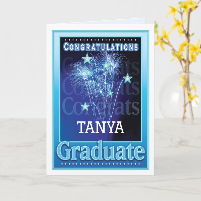 Graduation Congratulations Customize Name Firework Card (Yellow Flower)