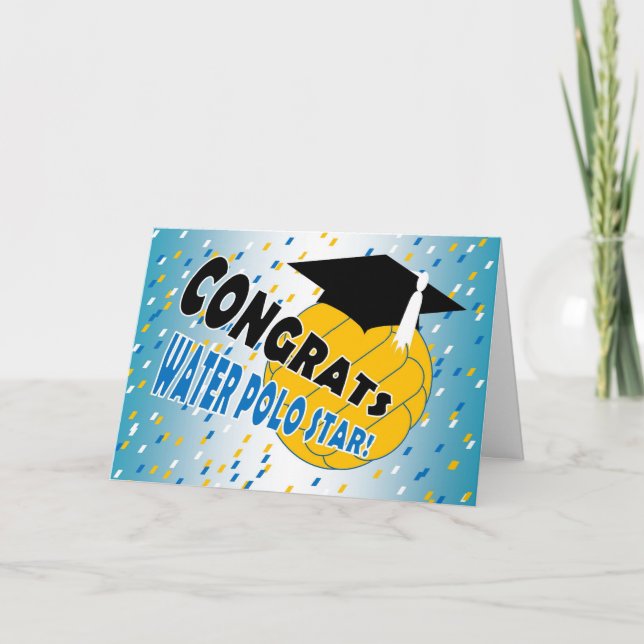 Graduation Congratulations for a Water Polo Star Card (Front)