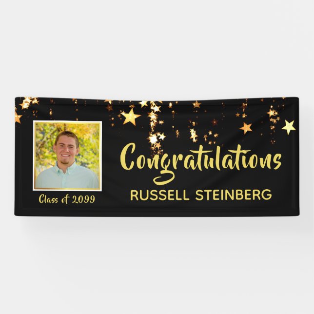 Graduation Congratulations | Gold Stars | Photo Banner (Horizontal)