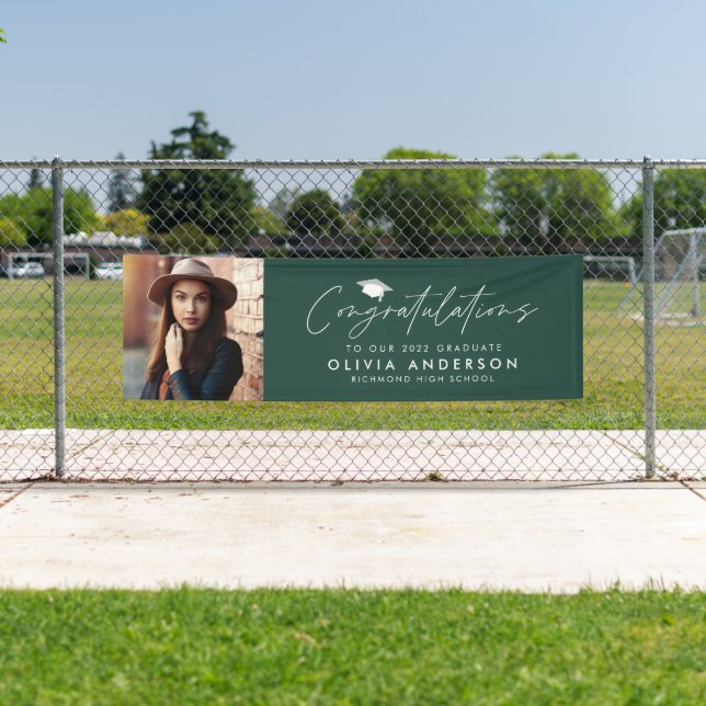 Graduation congratulations green modern photo banner (Insitu)