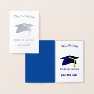 Graduation Congratulations in  French  -  silver Foil Card