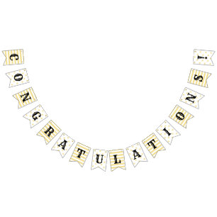 Graduation Congratulations Modern Black Gold Decor Bunting Flags