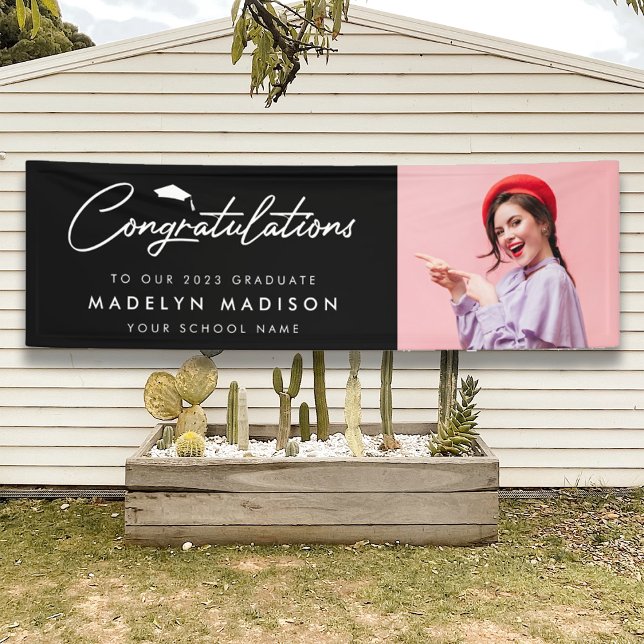 Graduation congratulations modern photo black banner (Creator Uploaded)