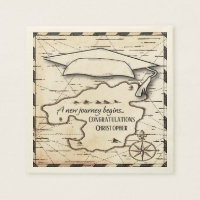 Graduation Congratulations Monogram Compass & Map
