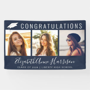 Graduation Congratulations Photo Blue Banner