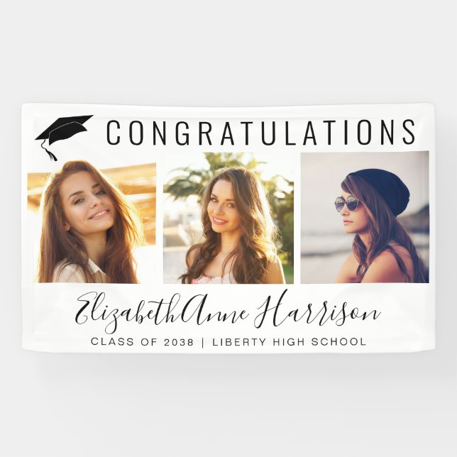 Graduation Congratulations Photo Collage Welcome Banner (Horizontal)