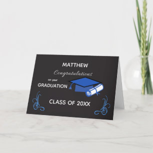 Graduation Congratulations Royal Blue Black Cap Card