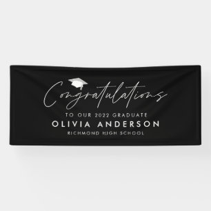 Graduation congratulations simple modern black banner