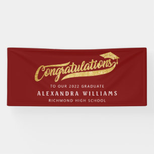 Graduation congratulations simple modern burgundy banner
