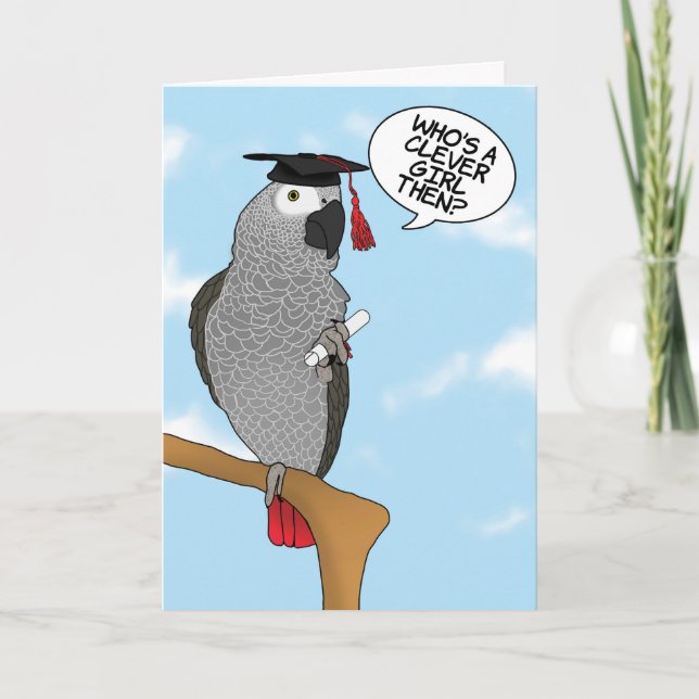 Graduation Congratulations Whos A Clever Girl Then Card (Front)