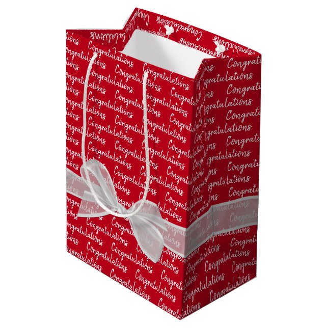 Graduation Congratulations With Bow Medium Gift Bag (Back Angled)