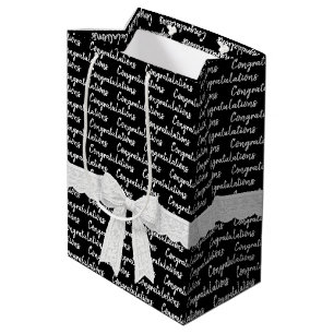 Graduation Congratulations With White Bow Medium Gift Bag