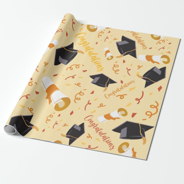 Graduation Congratulations Wrapping Paper (Unrolled)