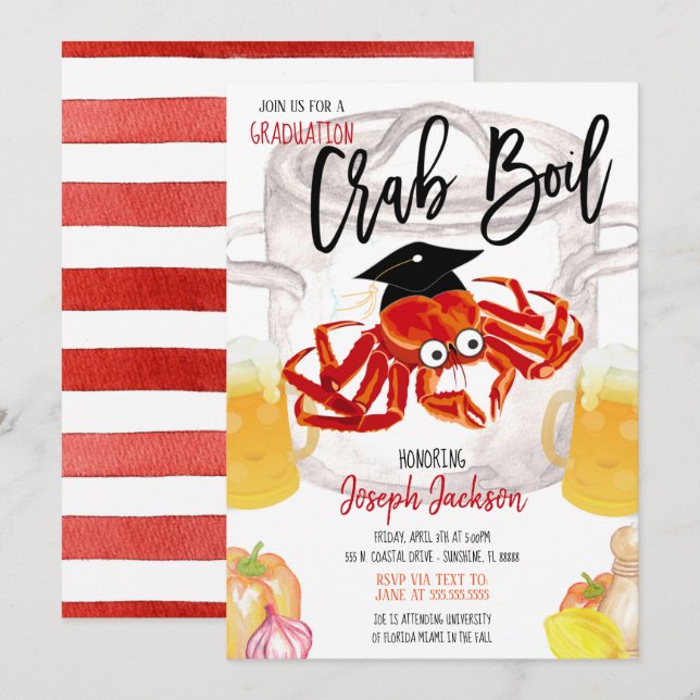 Graduation Crab Boil Invitation (Front/Back)