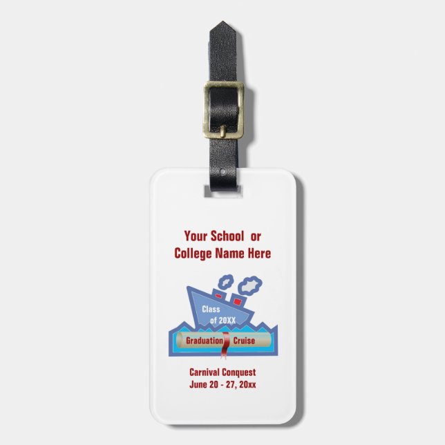 Graduation Cruise Personalized Luggage Tag (Front Vertical)