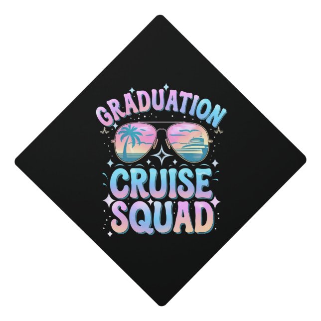 Graduation Cruise Squad Cruising Ship Retro Graduation Cap Topper (Front)