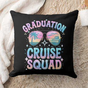 Graduation Cruise Squad Cruising Ship Retro Throw Pillow