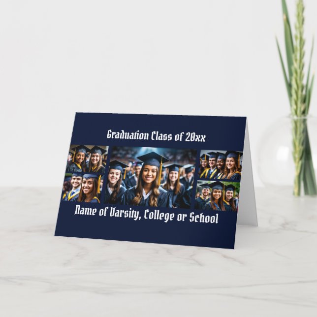 Graduation custom 7 photo collage with text grads card (Front)