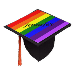 Graduation Custom Cap Topper NAME Rainbow LGBT