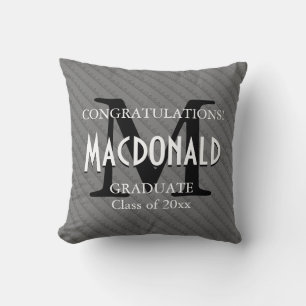Graduation Custom Keepsake CONGRATULATIONS Grey Throw Pillow