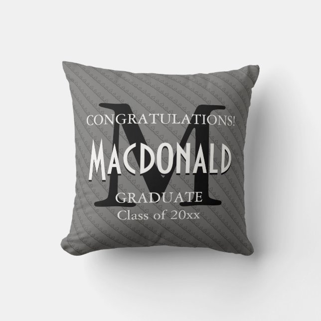 Graduation Custom Keepsake CONGRATULATIONS Grey Throw Pillow (Front)