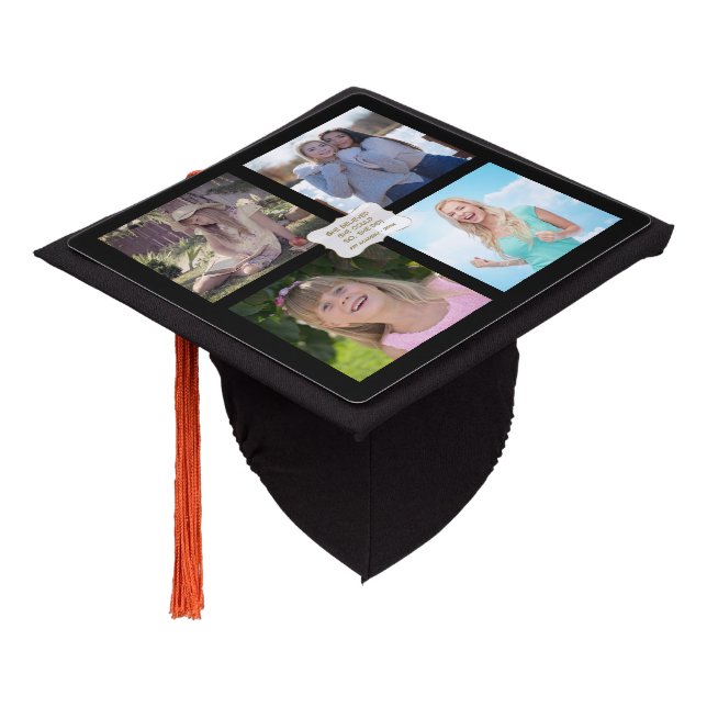 Graduation Custom Photo Collage Quote Graduation Cap Topper (Angled)