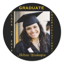 Graduation Custom Photo Gold Round