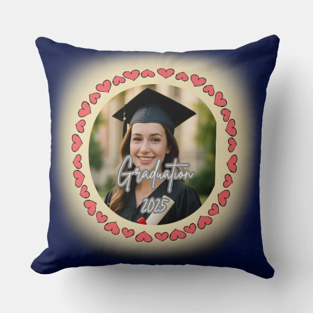 Graduation Custom Photo Throw Pillow (Front)