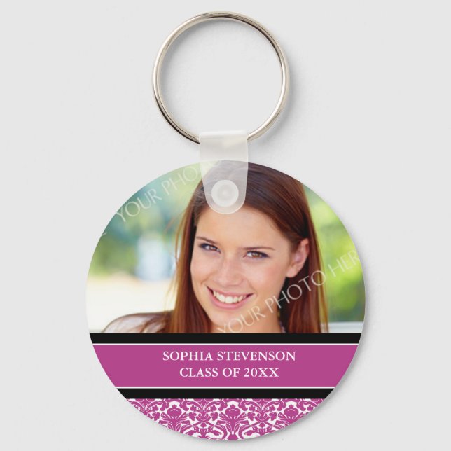 Graduation Custom Year Photo Keychains Pink (Front)