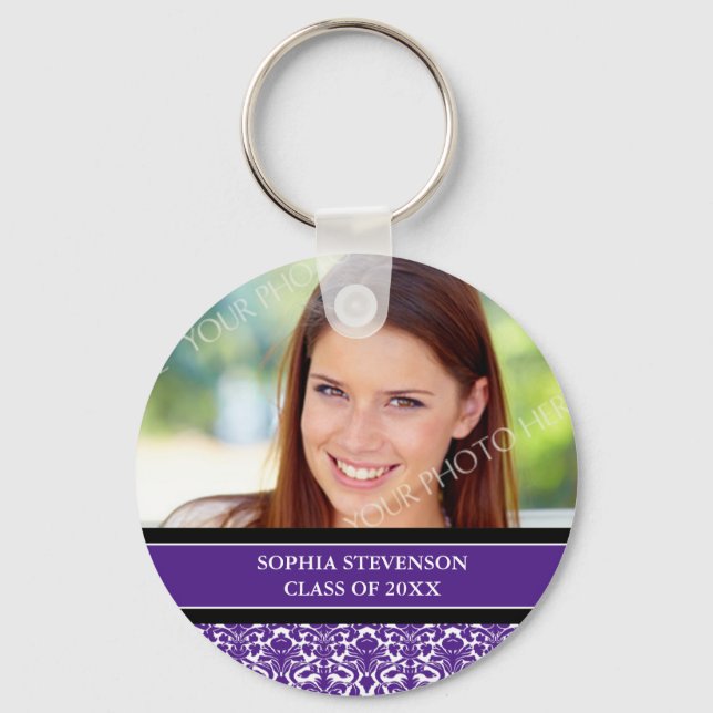 Graduation Custom Year Photo Keychains Purple (Front)
