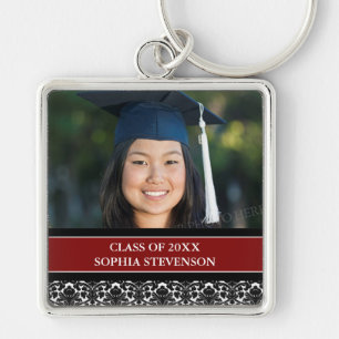 Graduation Custom Year Photo Keychains Red