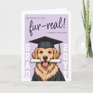 Graduation Cute Golden Retriever Custom Photo Card