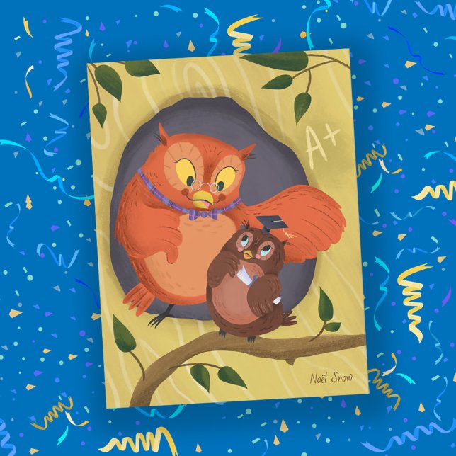 Graduation Cute Owl Black Hat Blank Postcard (Creator Uploaded)