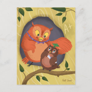Graduation Cute Owl Green Hat Blank Postcard