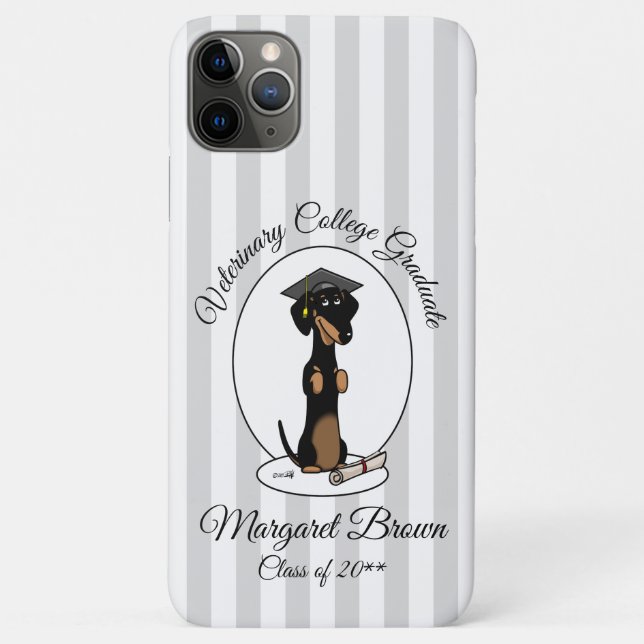 Graduation Dachshund Dog (black & tan) Cute Case-Mate iPhone Case (Back)