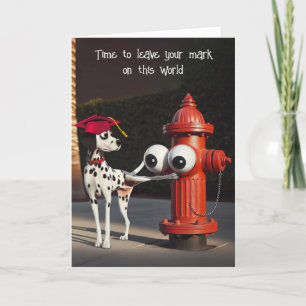 Graduation Dalmation By Fire Hydrant Card