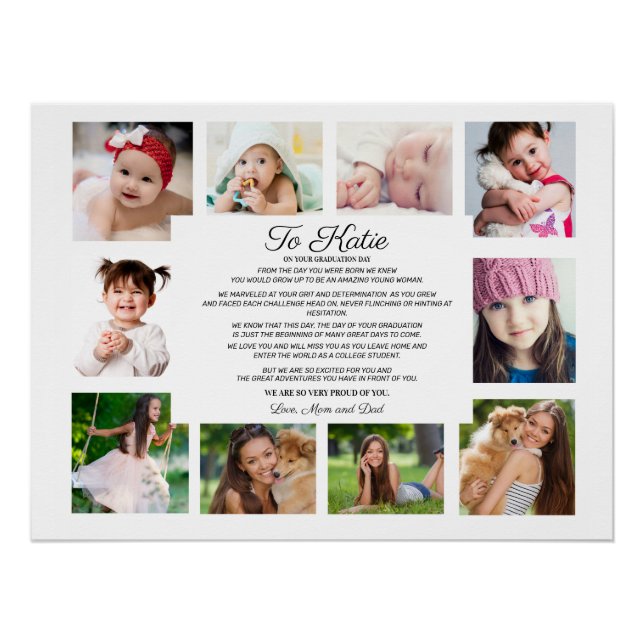 Graduation Day 10 Photo To Daughter Sentimental  Poster (Front)