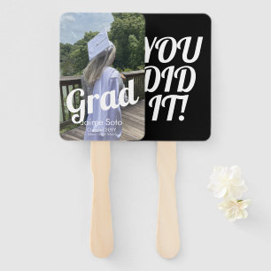 Graduation Day Photo Bold  Announcement White Hand Fan