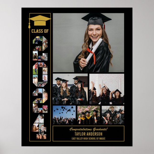 Graduation Day Senior Class of 2024 Photo Collage Poster (Front)