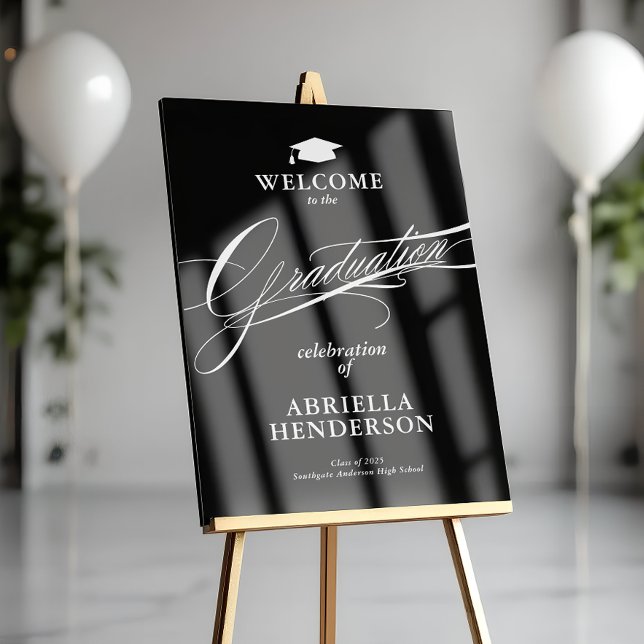 Graduation de script élégant et formel (Elegant Acrylic Graduation Welcome Sign)