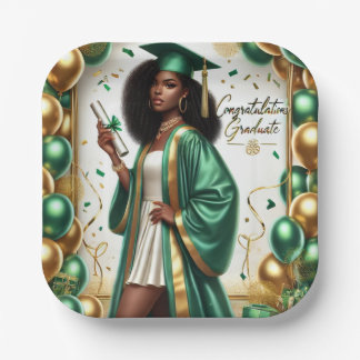 Graduation Decor - Emerald Paper Plate