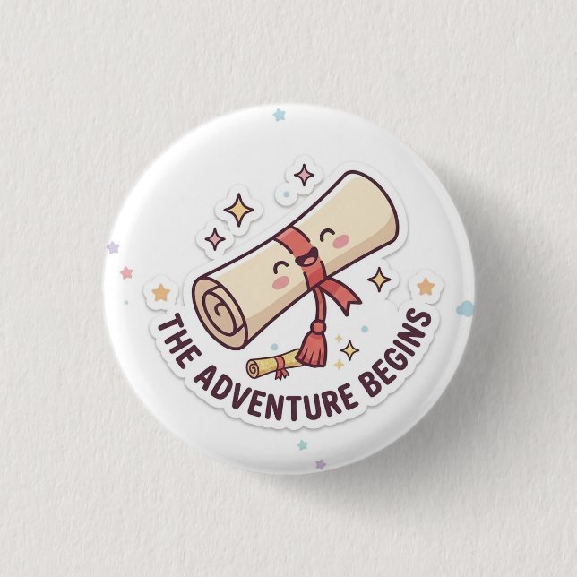 Graduation Design - "The Adventure Begins"  1 Inch Round Button (Front)