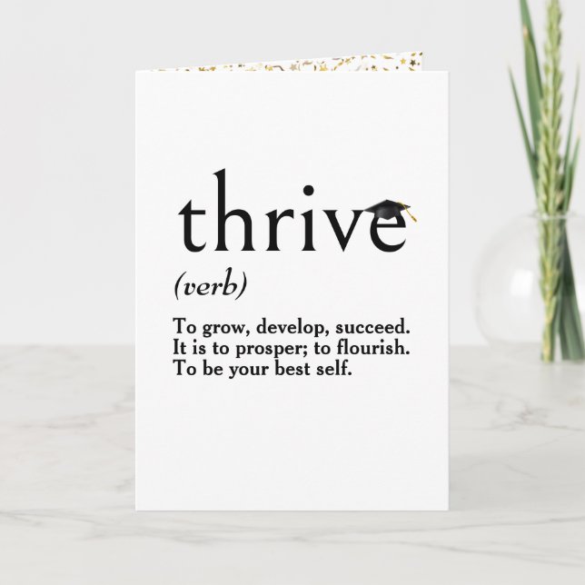 Graduation Dictionary Definition of Thrive  Card (Front)