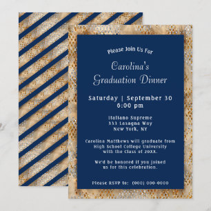 Graduation Dinner Navy Blue Graduation Invitation
