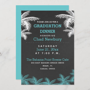 Graduation Dinner Palm Tree Chalkboard Tropical Invitation
