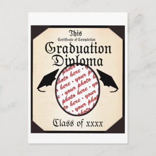 Graduation Diploma Photo Frame Announcement Postcard