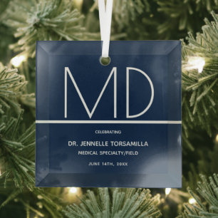 Graduation Doctor MD Keepsake Glass Ornament